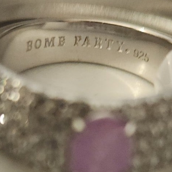 Bomb Party Ring size 8 Solid Sterling Silver NWT no bag Pink stone w/ Cubic zirc - Picture 3 of 5